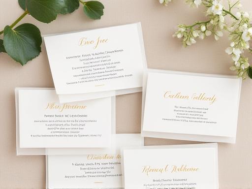Elegant custom place cards for a wedding dinner table.